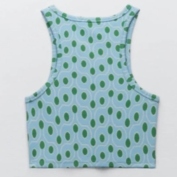 Zara 70s Blue & Green Halter Tank - Picture 3 of 5